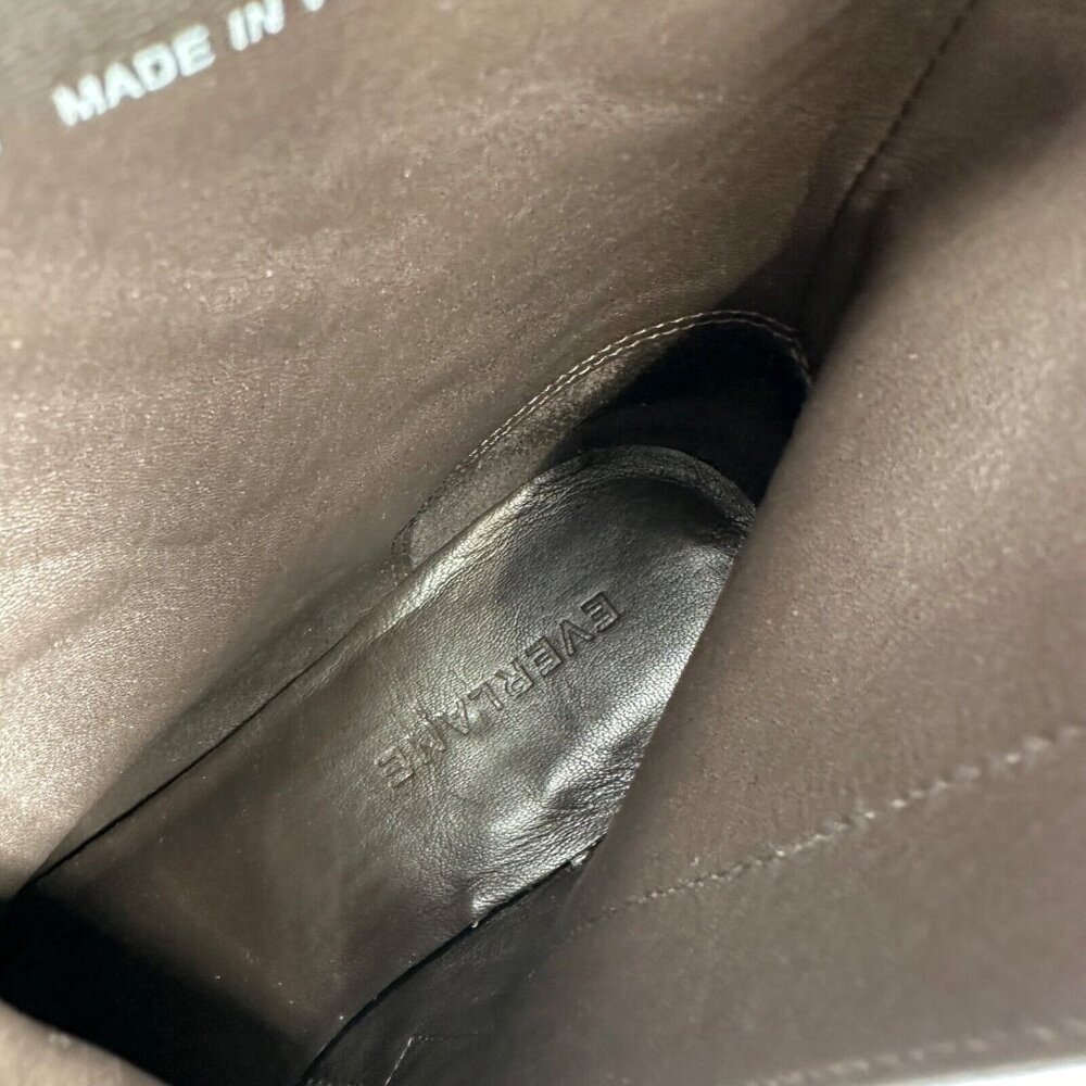Everlane The Day Boot Dark Brown Leather 10.5 Side Zip Ankle Bootie Square Toe - Picture 10 of 10